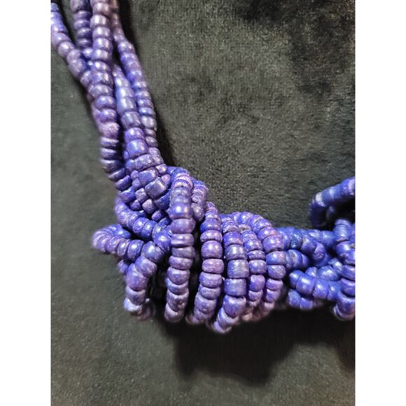 Women's Purple Multi Strand Beaded Statement Necklace With Lobster Clasp - Picture 6 of 8